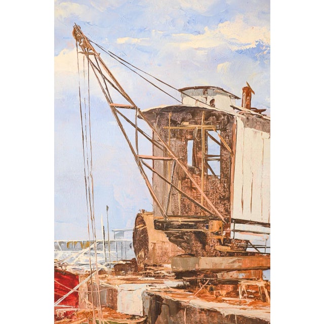 A. Vismara, Port of Las Palmas, 1960s, Oil on Board For Sale - Image 3 of 7