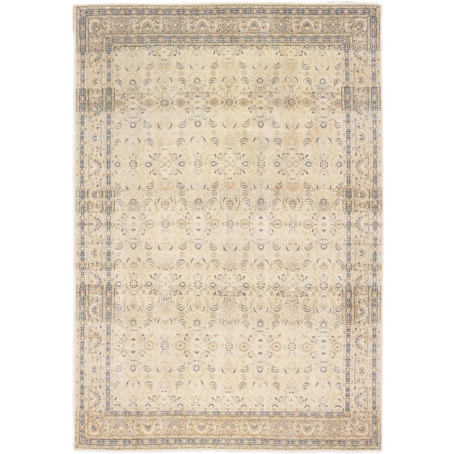 Antique Sivas Handmade Allover Motif Beige Oversize Wool Rug For Sale - Image 10 of 10