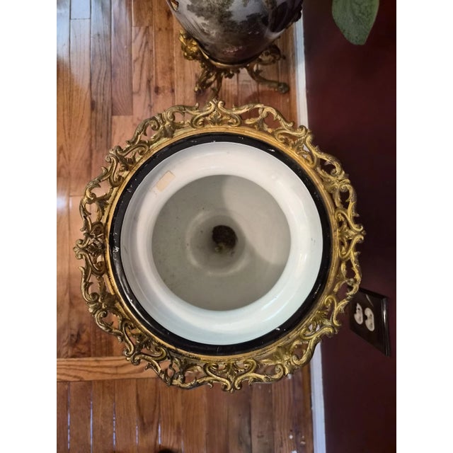 French Rare Antique Pair of Louis XVI Style Sevres Porcelain Ormolu Mounted Jardinieres For Sale - Image 3 of 11