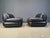 Set of Black Leather Lounge Chairs by Sapporo for Mobil Girgi, 1970s, Set of 2 For Sale - Image 6 of 11