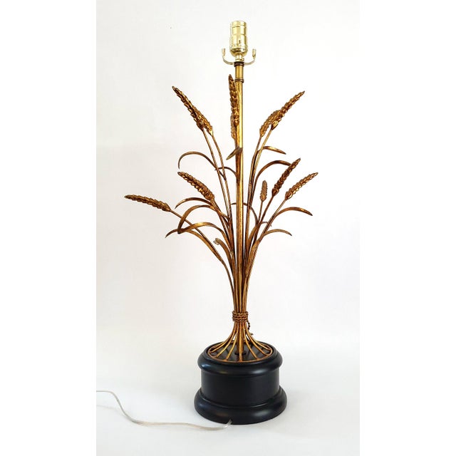 Gold Lamp Restored Italian Tole & Gilt Wheat - 1960s For Sale - Image 8 of 14