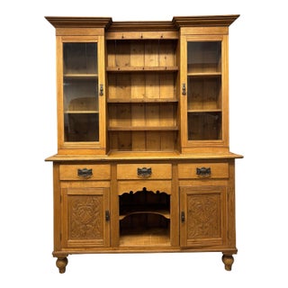Antique English Oak Dresser Hutch For Sale