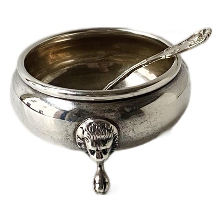 Early 20th Century Sterling Silver Salt Cellar and Spoon For Sale