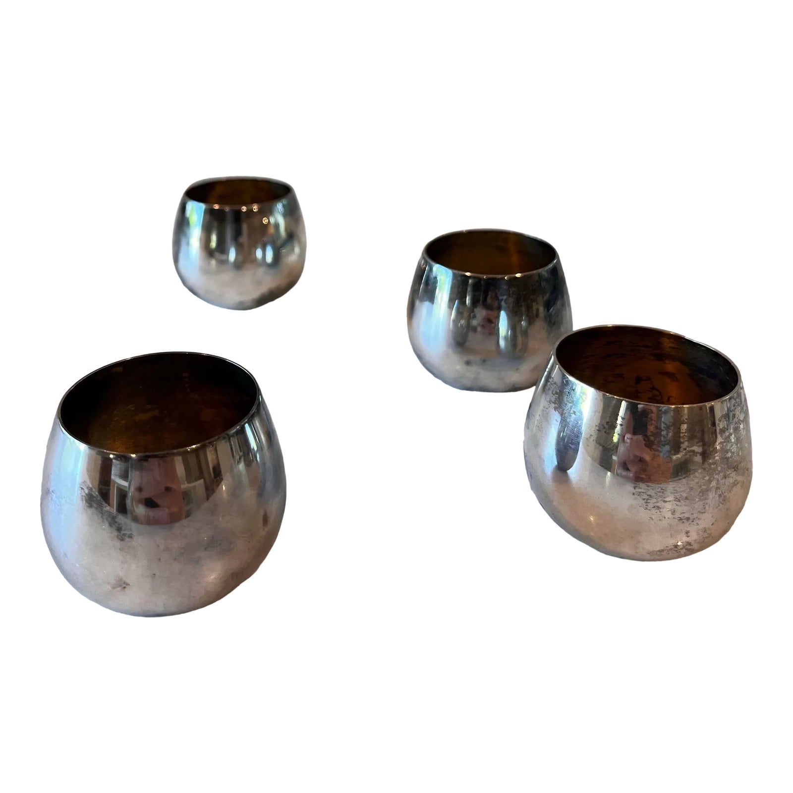 Set of 4 Vintage Silver Plate Cordial Cups by Sheridan | Chairish