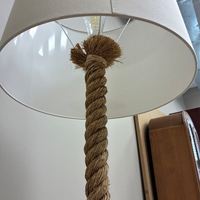 Nautical Late 20th Century Nautical Rope Floor Lamp With Linen Shade For Sale - Image 3 of 4