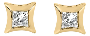 10K Yellow Gold 1/5 Cttw Invisible Set Princess-Cut Diamond Stud Earrings (H-I Color, SI2-I1 Clarity)