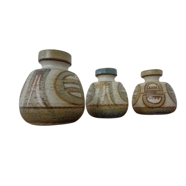 Danish Studio Ceramic Vases by Noomi Backhausen for Soholm Stentoj, 1970s, Set of 3 For Sale