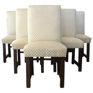 Set of Six Art Deco Dining Chairs With New Upholstery by Lizzo, Italy For Sale