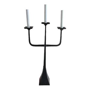 Mid 20th Century French Modern Wrought Iron Three -Light Candelabra Floor Lamp