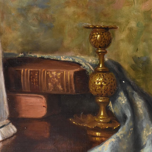 Peonies and Books, Oil on Canvas, 19th Century, Framed For Sale - Image 8 of 11