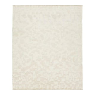 Apadana's Modern Abstract Moroccan Style Wool Rug in Ivory For Sale