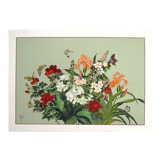 1980s An-Li Han "Winter Flowers" Signed & Numbered LTD Ed Serigraph Floral Art Print For Sale