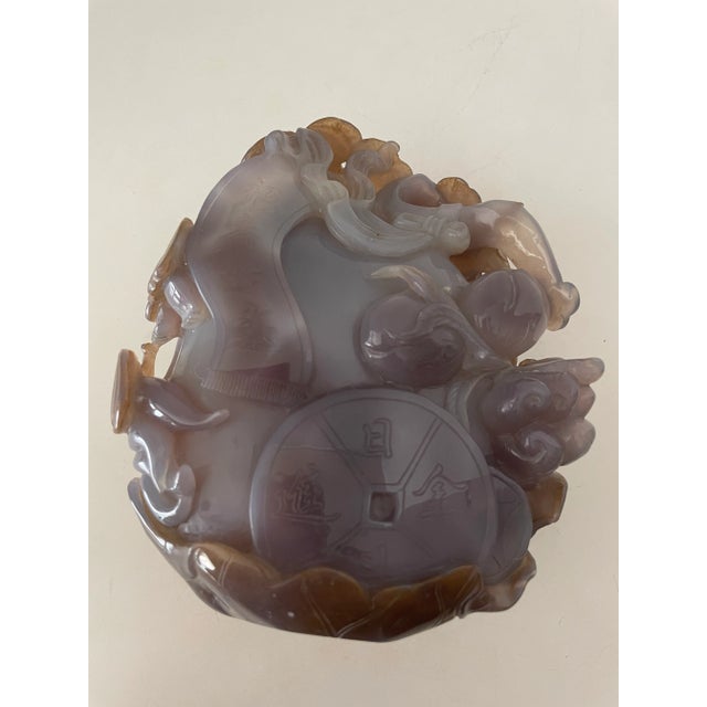 Vintage 1980s Chinese Tongzi Boy Purple Jade Sculpture, Dongyang Dynasty For Sale - Image 4 of 12