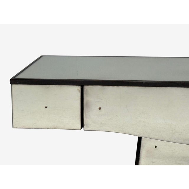 Wood Art Deco Style, Mirrored Console Tables, Painted Wood, Distressed Glass For Sale - Image 7 of 15