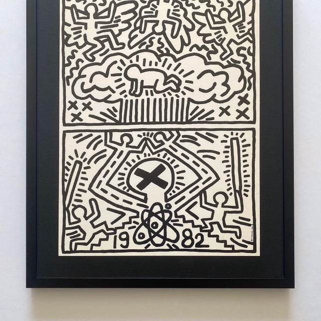 Keith Haring Vintage 1982 Lithograph Print " Nuclear Disarmament " Framed Pop Art Poster For Sale - Image 12 of 15