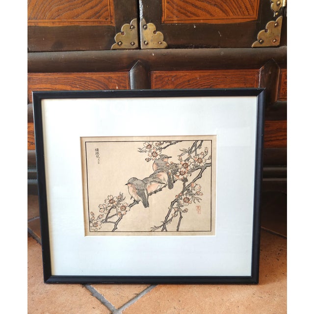 Kono Bairei, Birds and Flowers, 19th Century, Woodcut, Framed For Sale - Image 3 of 5