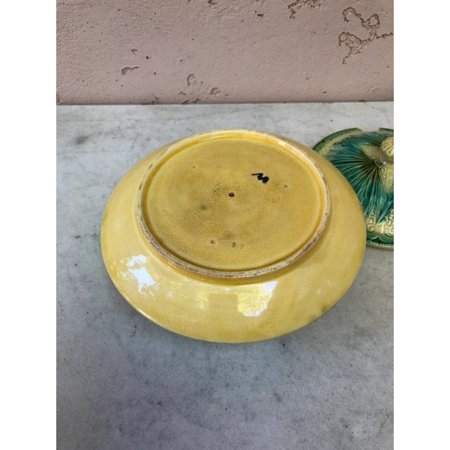 C.1890 Majolica Palm Sugar Bowl Sarreguemines For Sale In Austin - Image 6 of 7