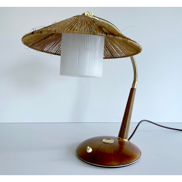Vintage Desk Lamp in Sisal and Wood from Temde, 1960s For Sale - Image 9 of 14