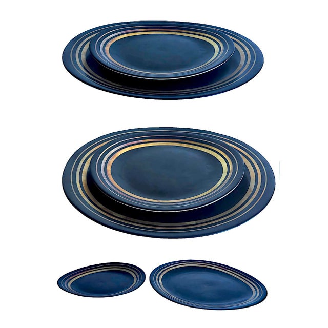 Mid-Century Modern 1970s Block Bidasoa Porcelain Orbit Creation Dinner and Salad Plates, 12 Piece Set For Sale - Image 3 of 14