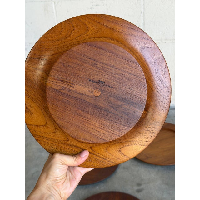 Teak Plates Set of 4 Danish Mid-Century Modern Vintage For Sale - Image 13 of 13