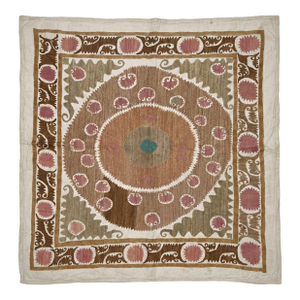 Bukhara Suzani Tablecloth - Decorative Vintage Textile 3'10'' X 4'