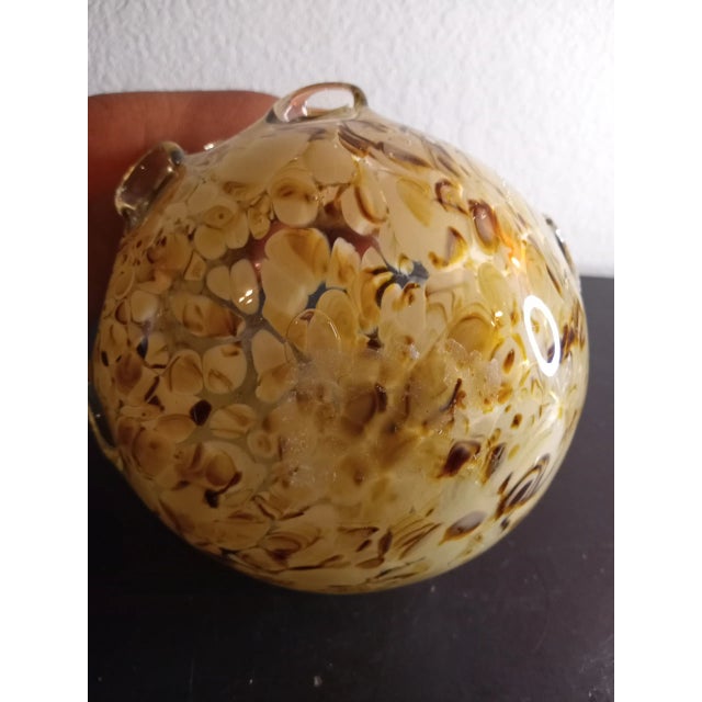 Art Glass Speckled Owl Face Vase For Sale - Image 4 of 10