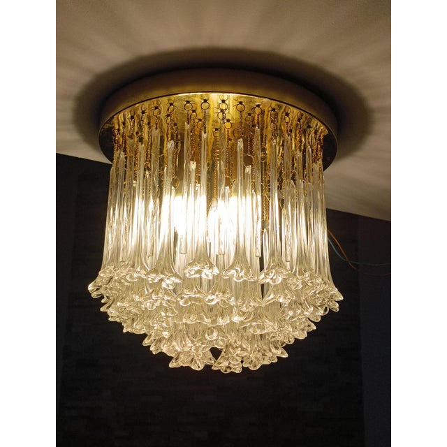 Metal Murano Glass Flower Chandelier from Venini, 1960s For Sale - Image 7 of 10