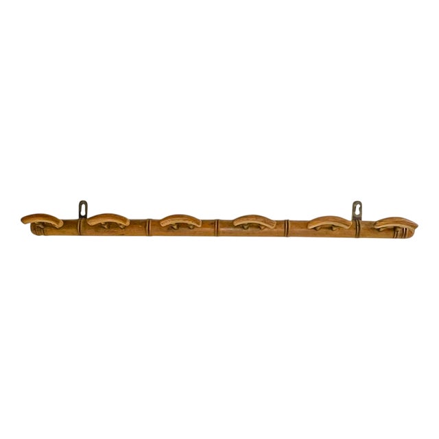 French Wall Mounted Coat Rack in Faux Bamboo, 1950s For Sale