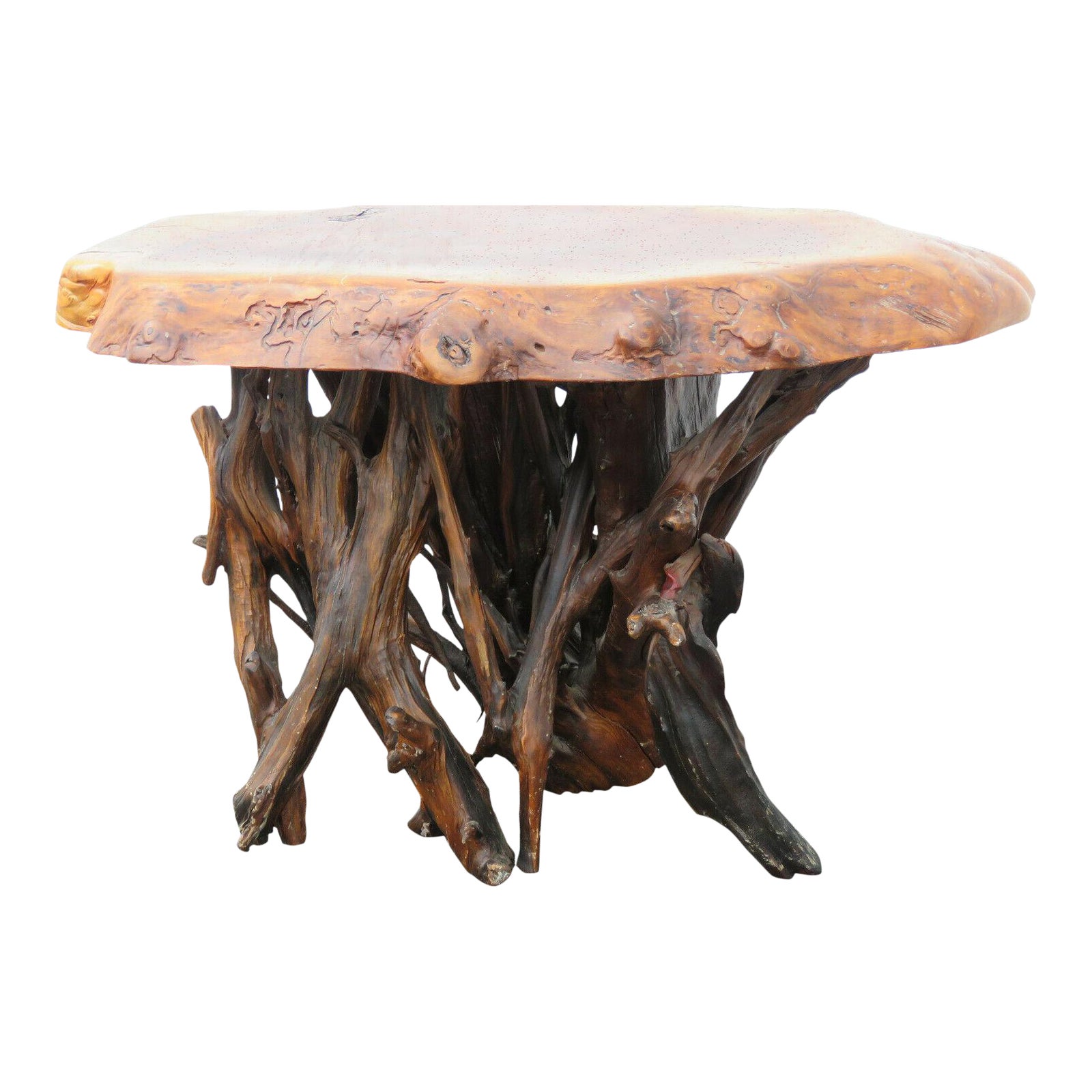 Organic Modern Natural Tree Trunk Root Sculptural Side Table