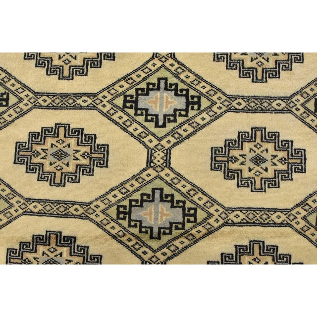 Beige Bokhara Jaldar Rug 3’11” X 5’9” Beige Wool Tribal Hand-Knotted Oriental Carpet For Sale - Image 8 of 12