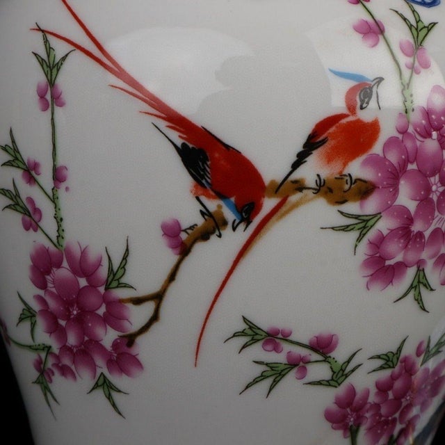 Chinoiser Blue White & Famille Rose Bird‑Peony Lidded General Ginger Jar For Sale - Image 9 of 9
