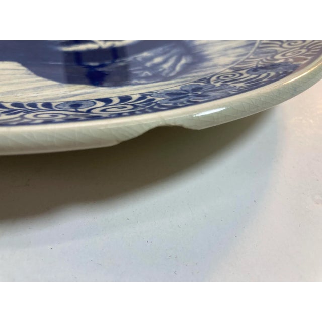 Vintage Dutch Delfts Blauw Volendam Fisherman Blue & White Wall Charger Holland For Sale - Image 11 of 12