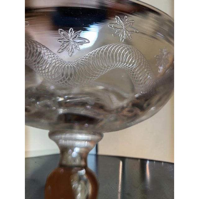 1930s Art Deco Engraved Glass Champagne Coupes from Meisenthal, 1930s, Set of 8 For Sale - Image 5 of 14