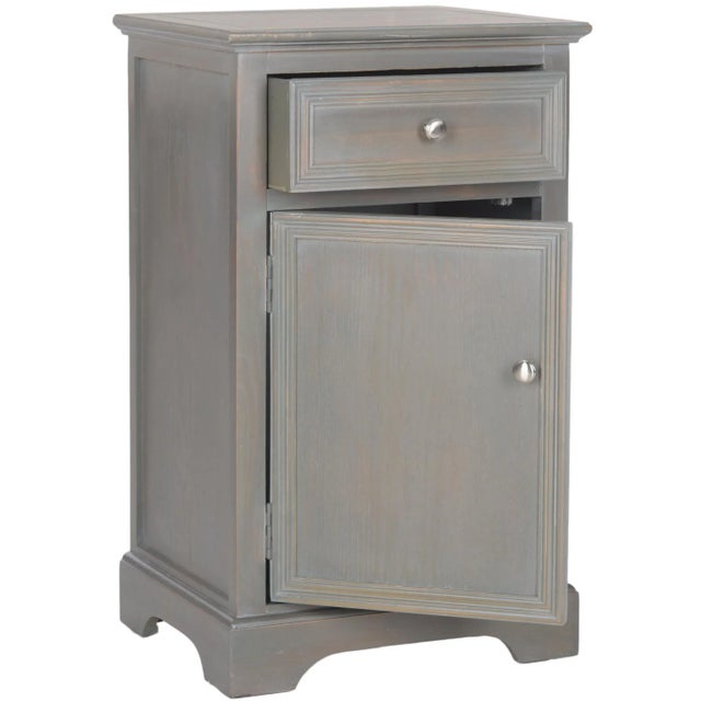 Modern Nightstand With Storage Drawer And Cabinet in French Grey For Sale - Image 3 of 5