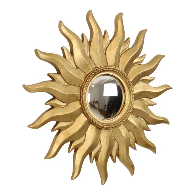 Vintage Convex Gilt Sunburst Witch Mirror, 1960s For Sale - Image 16 of 18