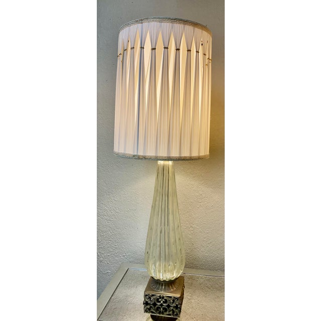 Mid 20th Century Stunning Pair of Murano Glass Lamps W/ Venetian Shades - a Pair For Sale - Image 10 of 15
