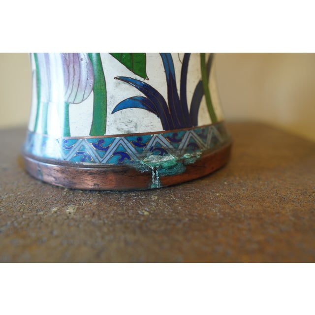 Vintage Porcelain Flower Tall Vase For Sale - Image 14 of 16