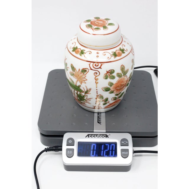 White Vintage Lotus and Lily Pads Hand-Painted Ginger Jar For Sale - Image 8 of 10