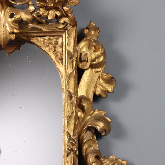 Wood Baroque Mirror in Carved and Gilded Wood For Sale - Image 7 of 11