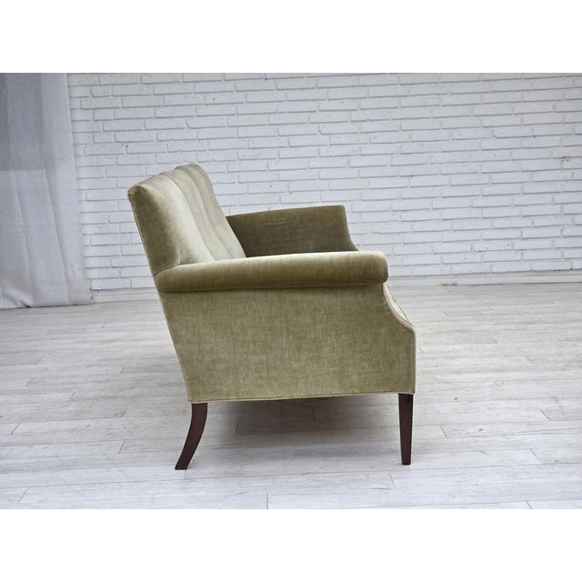Danish 3-Seater Sofa in Light Green Velour, 1960s For Sale - Image 9 of 18