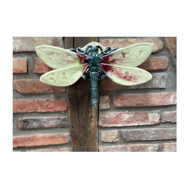 Art Nouveau Majolica Dragonfly Wall Pocket Fives Lille, Circa 1900 For Sale - Image 3 of 5