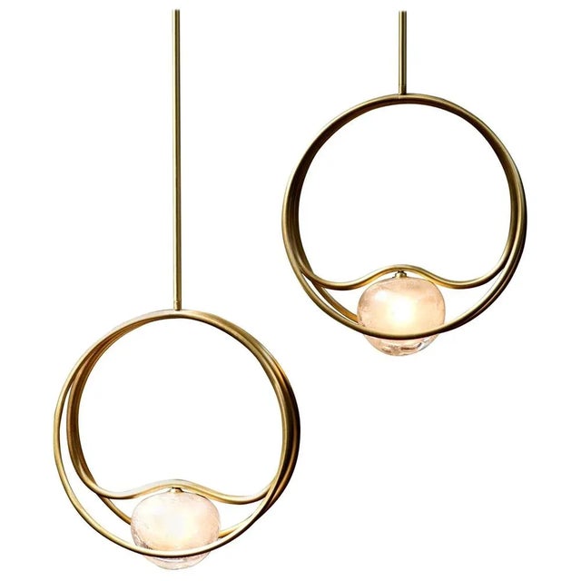 Not Yet Made - Made To Order Brass Pulsar Singolo Hanging Lights, Set of 2 For Sale - Image 5 of 5