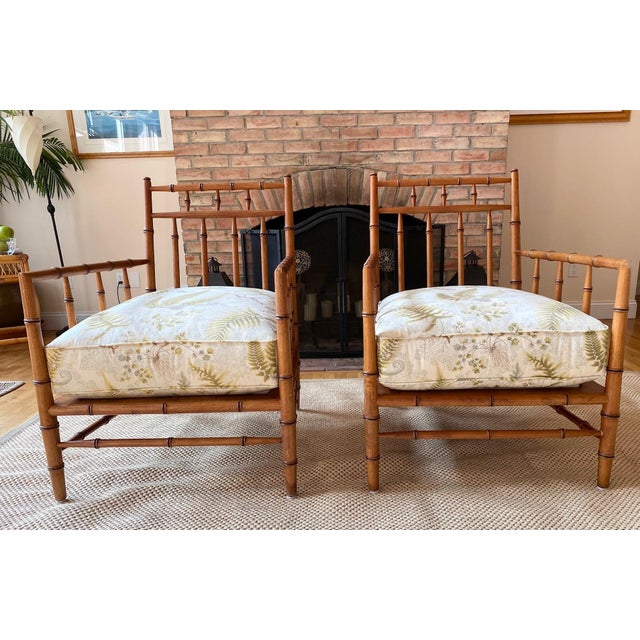 Chinoiserie Style Bamboo Lounge Chairs by Bernhardt, a Pair For Sale - Image 11 of 18