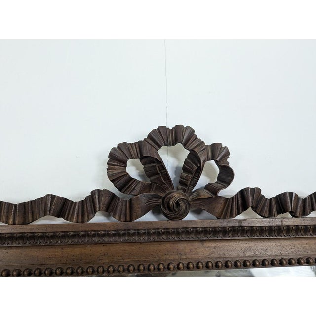 Louis XVI Mirror in Carved Walnut For Sale - Image 4 of 8