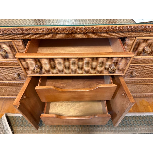 I am offering this beautiful Henry Link Door Triple Dresser with Vertical Mirror. These are both from the 255 Series....