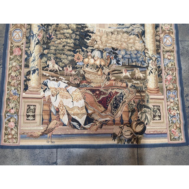 Early 21st Century Circa 2000s Vintage French Style Tapestry - 5'8" × 5'0" For Sale - Image 5 of 8