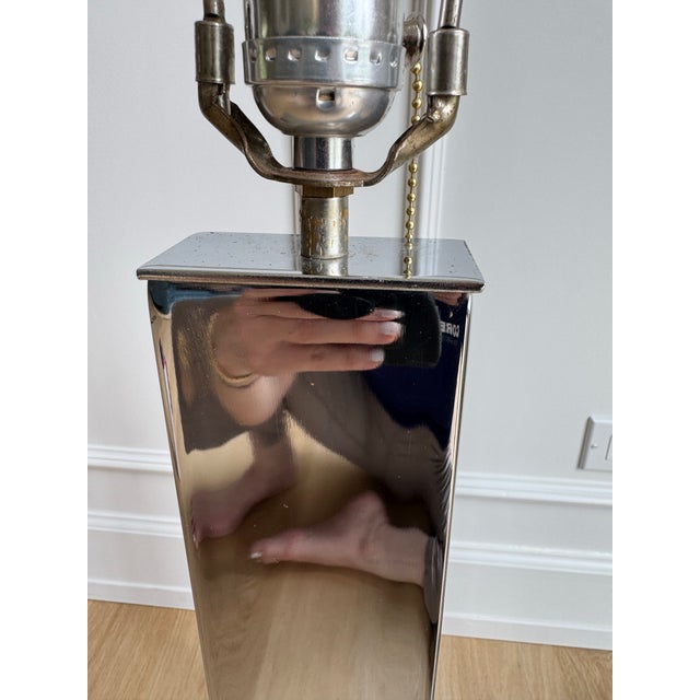 1970s Pair of Late 1970s George Kovacs Architectural Chrome “Skyscraper” Table Lamps For Sale - Image 5 of 8