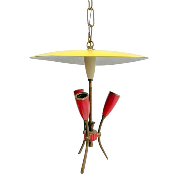 Mid-Century Modern Sputnik 3-Arm Chandelier in the style of Stilnovo, 1950s For Sale - Image 3 of 11