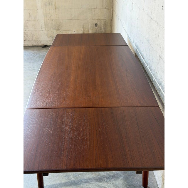 Teak Extendable Rectangular Dining Table With Two Leaves Danish Mid-Century Modern 1960s For Sale - Image 10 of 11