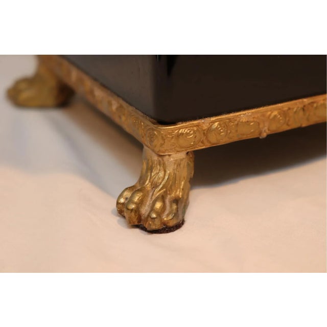 Black Vintage Mid 20th Century Black and Gold Ceramic Table Lamps With Shades - a Pair For Sale - Image 8 of 12